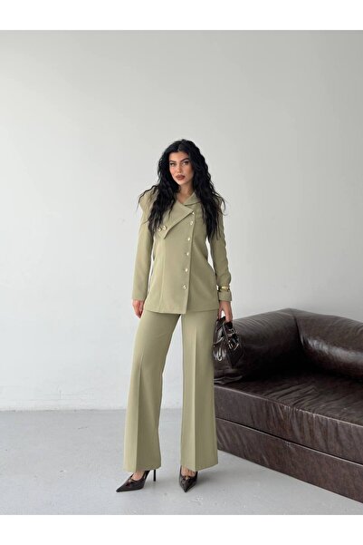 Bella Breeze Γυναικείο κοστούμι παντελόνι με διπλό στήθος, κομψό με λεπτομέρε...