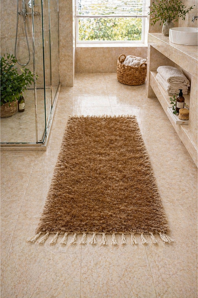 LaraLisa Χειροποίητο χαλάκι από βελούδινο χαλί από μπαμπού βισκόζη με μαλακό ...