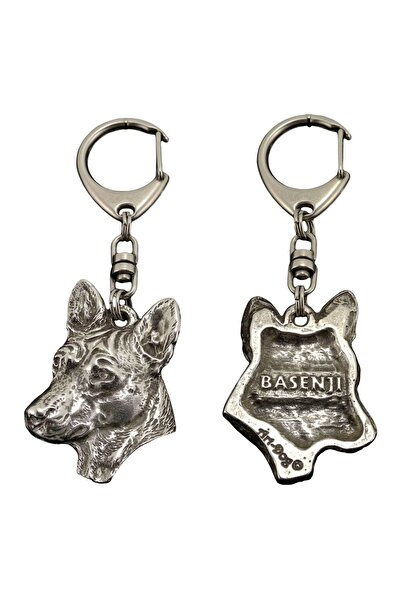 Art - Dog Basenji - Breloc placat cu argint cu câine, decorațiune pentru gean...