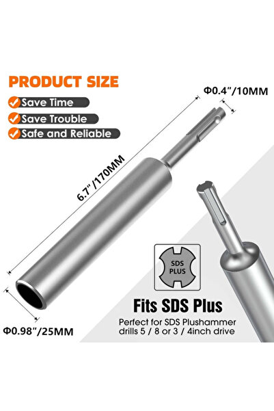 Choice SDS PLUS 170X25X19MM D19MM SDS Plus Ground Rod Driver 170x25MM Earth S...