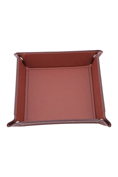 Choice4 Dark coffee Creative PU Leather Valet Trinket Folding Tray Collapsibl...