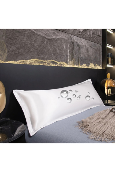 Choice36 غطاء وسادة أبيض مقاوم للماء من الساتان مقاس 48×120 سم مع إغلاق مغلف،...