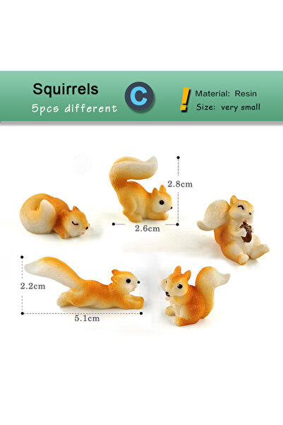 Choice Squirrel Set C 5pcs Squirrel Miniature Figurine Cartoon Simulated Anim...