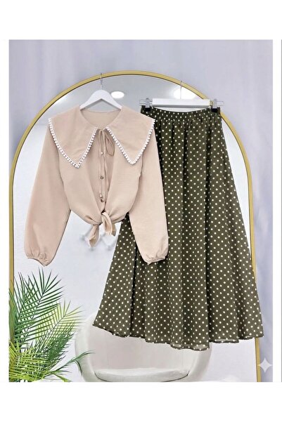 modasindoma Σετ πουκάμισο με σχέδιο φλοιόδεσμου και φούστα