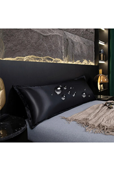 Choice6 غطاء وسادة أسود مقاوم للماء من الساتان مقاس 48×150 سم مع إغلاق مغلف، ...