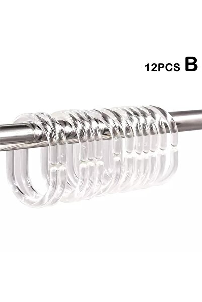 Choice Transparent NEW 12PCS Plastic C Type Shower Curtain Hook Hanger Bath D...