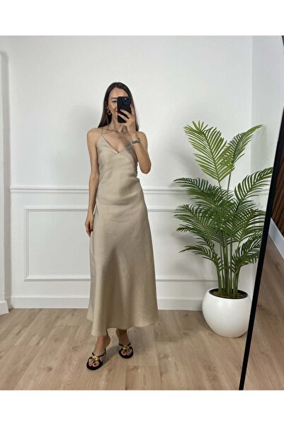 Myrum butik Arvin Taş Askılı Maxi Elbise