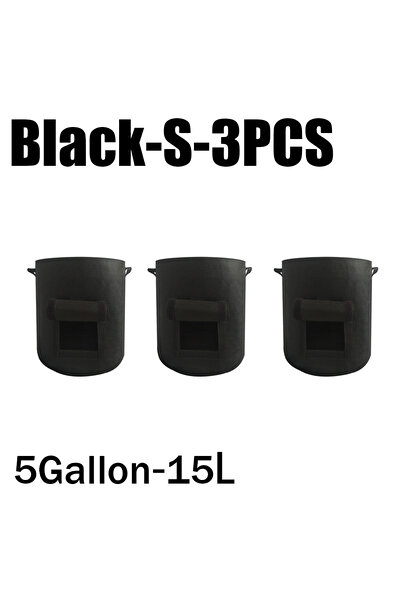 Choice15 Black-S-3PCS 3Styles Felt plant grow bags nonwoven fabric garden pot...