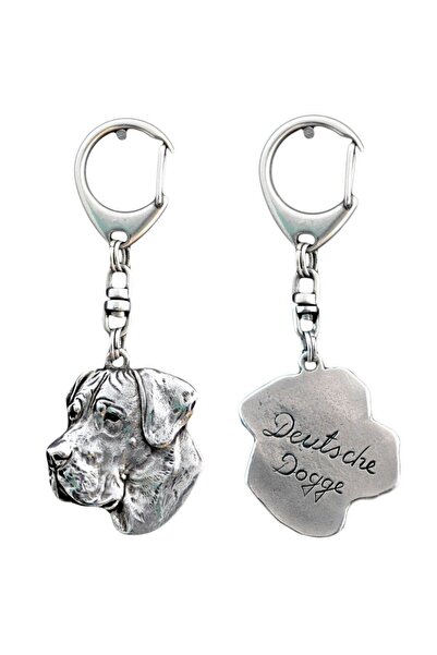 Art - Dog Great Dane II - Silver-plated key ring with dog, handbag decoration...