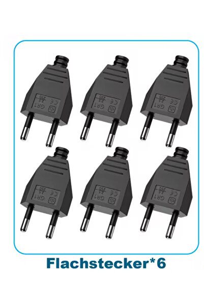 Choice 110-250V 6pcs Black black 6pc EU European 2 Pin Male Plug AC Electric ...