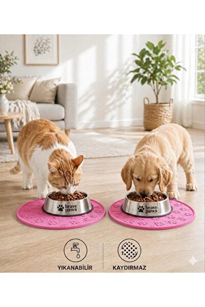 BRAVE PAWS Silikon Mama Matı Kedi & Köpek İçin | Kaymaz, Yıkanabilir, Havuzlu...