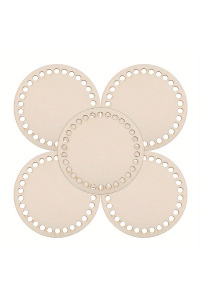 Choice 9-10cm 0.3cm Light Yellow 5PCS 10cm Round Mini Wooden Basket Bottoms H...