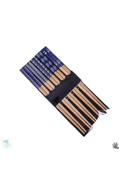 Choice 5Pairs Blue Reusable 5Pairs Tableware Handmade Bamboo Japanese Natural...