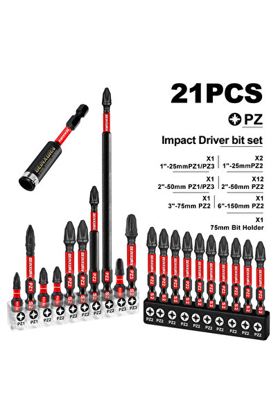 choice2 طقم مفكات براغي جينكسورن بوزيدريف المقاومة للصدمات (21 قطعة) (PZ1، PZ...