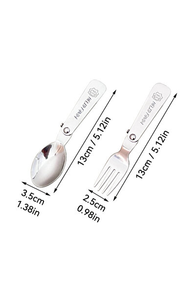 Choice3 طقم شوكة وملعقة قابلة للطي من الفولاذ المقاوم للصدأ 304 بتصميم D، قطع...