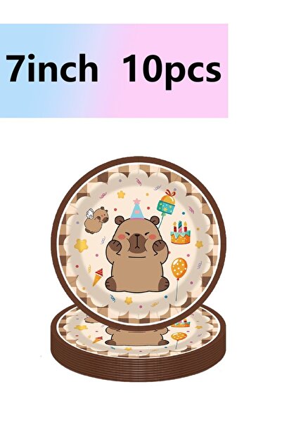 Choice4 10pcs 7in plate 10pcs Kapybara Holiday Party Theme Tableware Set Disp...