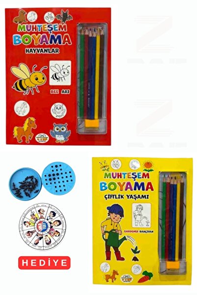 Parıltı Yayınları Fabulous Coloring-Animals-Farm Life-2 Book Set-Solo Test Gi...