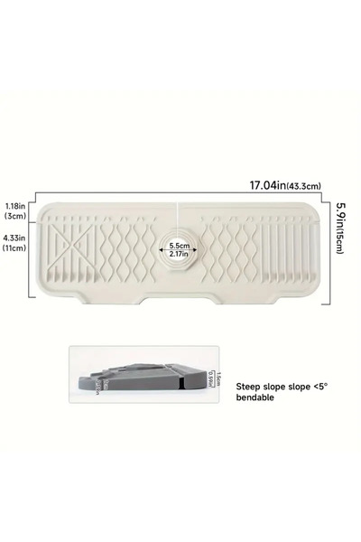 Choice1 17in White Non-slip Silicone Kitchen Drain Mat, Suitable for Modern S...