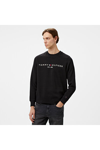Tommy Hilfiger سويت شيرت أسود للرجال بشعار تومي
