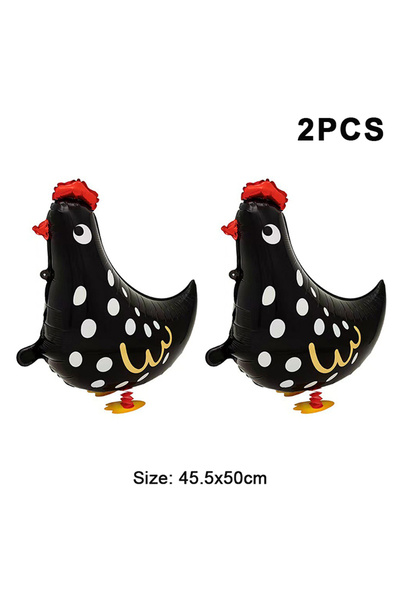 Choice1 Other Black 2Pcs Cartoon Chicken Aluminum Foil Balloons Black White P...