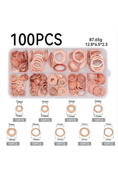 Choice 100pcs Copper Washer Gasket Nut And Bolt Set - Flat Ring Seal Assortme...