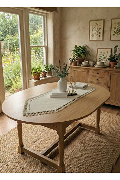 Lilza Home Doğal Dokulu Püsküllü Buldan Bezi Runner 40×140 cm