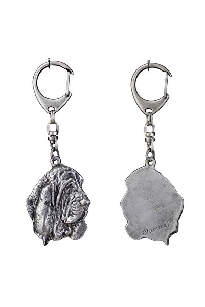 Art - Dog Basset Hound III - Silver-plated key ring with dog, handbag decorat...