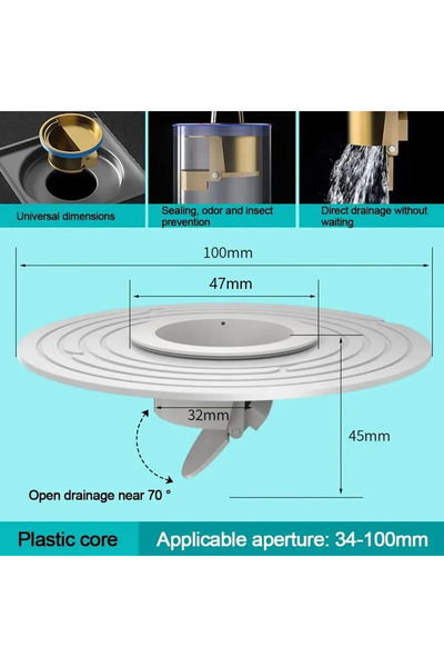 Choice3 White plastic core Brass Floor Drain Core Fast Drainage Insect Proof ...