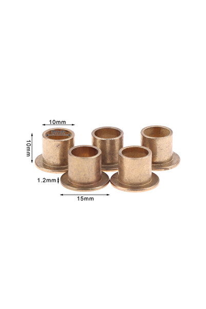 Choice4 8x10x10 5 قطع محمل زيت معدني مسحوقياً بقطر داخلي 8 مم مع حلقة تثبيت ذ...