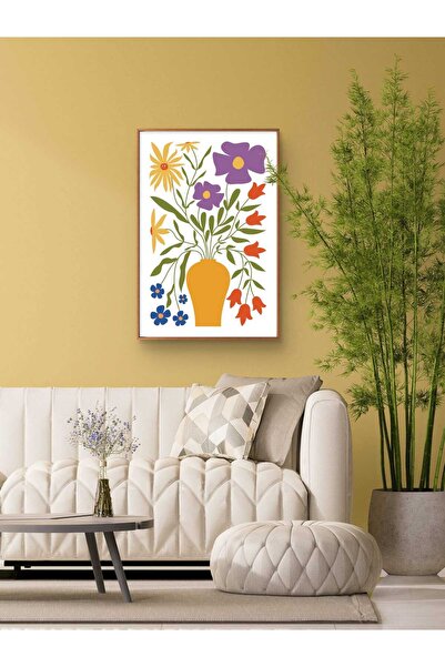 woodretro Έγχρωμος πίνακας με λουλούδια σε βάζο |   Εκτύπωση UV σε MDF με ξύλ...