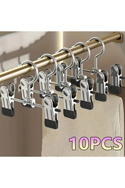 Choice 10 قطع من شماعات الملابس المعدنية السوداء شديدة التحمل مع مقابض سوداء ...
