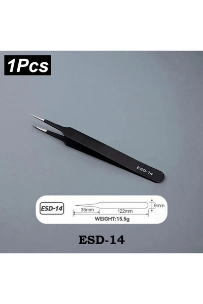 Choice6 ملقط دقيق ESD-14 مضاد للكهرباء الساكنة من الفولاذ المقاوم للصدأ، 1.5 ...