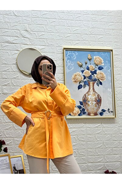 KEVRA Gold Buckle Detailed Belted Shirt