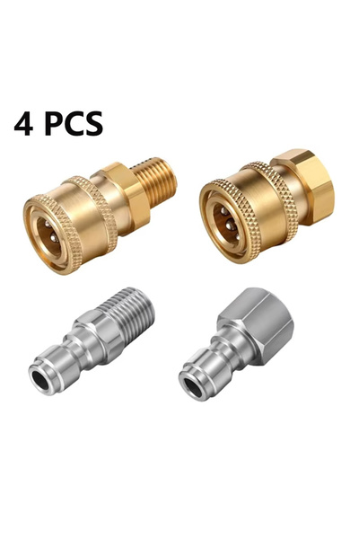 Choice4 Type 5 3/8 Inch Male and Female Quick Connector Pressure Washer Adapt...