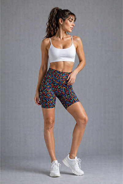 JOLT Ψηλόμεσο κολάν με σχέδιο Biker Γυναικείο αθλητικό κοντό κολάν που συσφίγ...