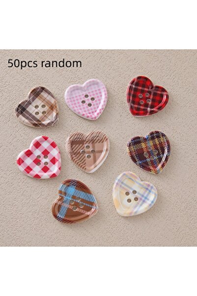 Choice 2.3mm 50pcs random 20/30/50pcs Cute Plaid Heart Shaped Button Coat Car...