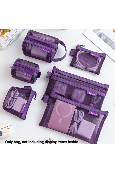 Choice PURPLE 6pcs 6pcs Transparent Mesh Coin And Miscellaneous Storage Bags,...