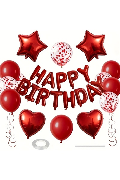 Choice as picture Red 29Pcs Red Birthday Balloon Decoration Star-Heart-Shaped...