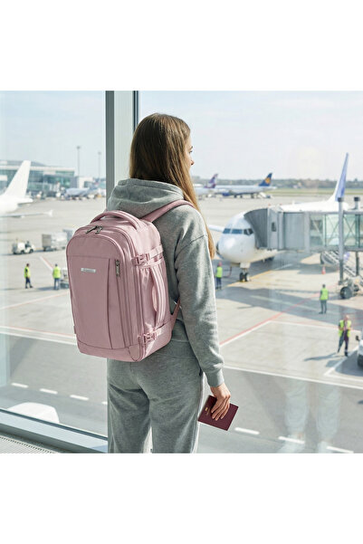 zagatto Rucsac de călătorie pentru avion, roz, bagaj de mână 40×30×20 cm, Wizz Air, Ryanair, ZG1133