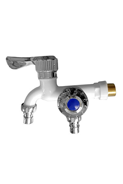 Choice1 White Dual-Head Washer Faucet With One Inlet And Two Outlets Sturdy A...