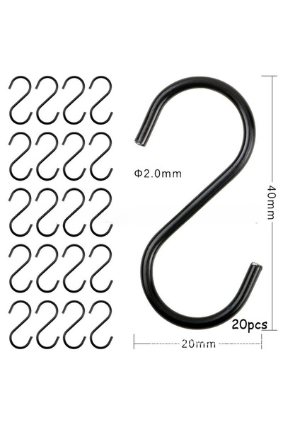 choice2 20PCS black 60/20pcs Heavy-Duty Stainless Steel S-Hooks - For Kitchen...