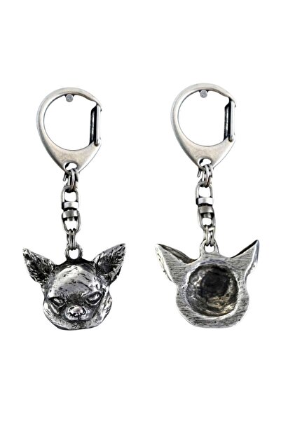 Art - Dog Chihuahua short-haired - Silver-plated key ring with dog, handbag d...