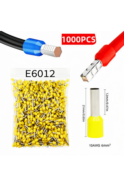 choice2 E6012-Yellow 1000pcs tubular crimp terminals electrical wire cable fe...