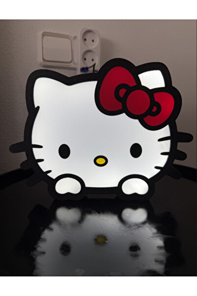 DU&ER 🎀 Hello Kitty Kafa Tasarımlı Gece Lambası – Dekoratif LED Masaüstü Ayd...