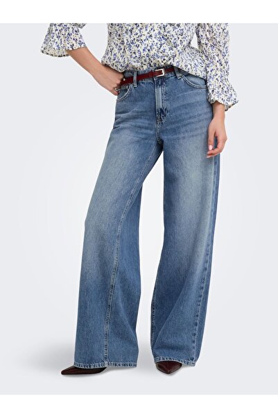 ONLY Jeans mit weitem Bein ONLCHARLOT Mittlere Taille Weiter Beinschnitt Jeans