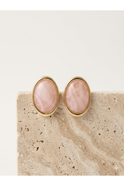 MAREM Oval Colored Gold Color Framed Earrings