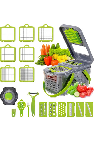 CasaDesteapta.ro Πολυλειτουργικός Τρίφτης, Λαχανικών και Φρούτων, 22 Αξεσουάρ