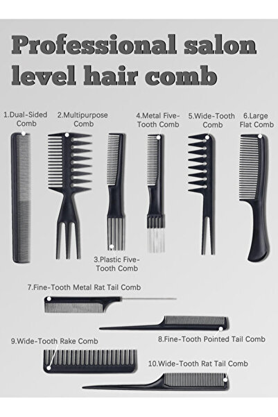 Jazeel 10-Pack Comb Set, Professional Hair Styling Combs, Anti-Static for All...
