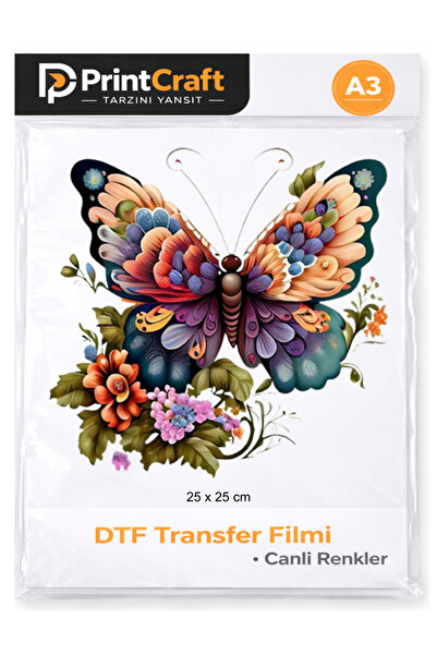 Palo Santo 25x25 cm Desenli Kelebek Modeli Ütü ile Yapışan DTF Transfer Baskı...