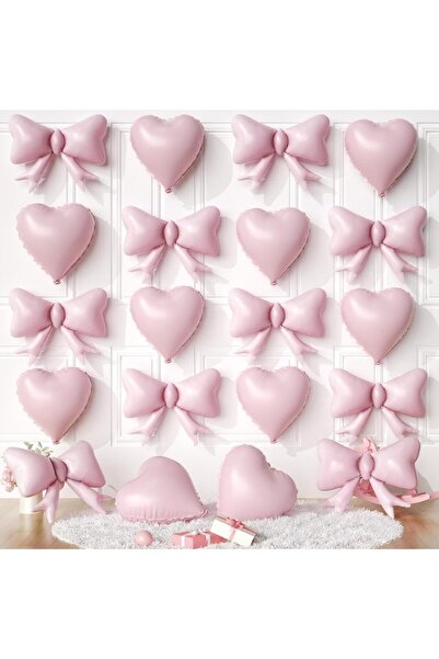 Choice3 Heart and Bow 21Inch 8133-2 Pink 20 PCS Cream Heart & Bow Balloons, P...